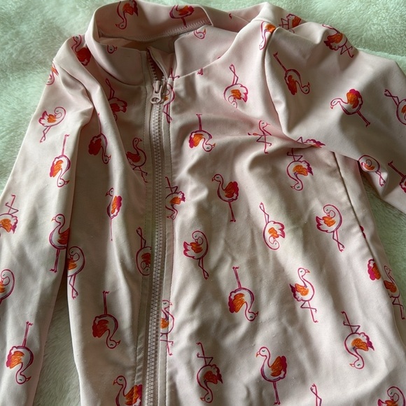 Carter's pink flamingo zip up one piece swimsuit size 12 months - Picture 2 of 5